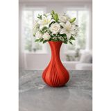 3D Tasarım Dekoratif Vazo 21 Cm Siyah, Beyaz, Bej, Gümüş Gri, Zeytin Yeşili, Kemik Beyazı, Kırmızı (Kırmızı)