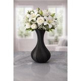 3D Tasarım Dekoratif Vazo 21 Cm Siyah, Beyaz, Bej, Gümüş Gri, Zeytin Yeşili, Kemik Beyazı, Kırmızı (Siyah)