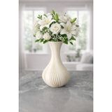 3D Tasarım Dekoratif Vazo 21 cm Siyah, Beyaz, Bej, Gümüş Gri, Zeytin Yeşili, Kemik Beyazı, Kırmızı