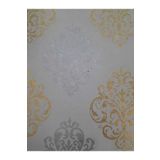 3D White Damaks Desenli Gümüş&Gold Modern Duvar Kağıdı(5M2)