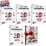 3D Yayınları 2027 Tyt 3D Matematik-Geometri 1-Geometri 2 ve Ayt Matematik Video Destekli Defter Seti