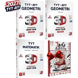 3D Yayınları 2027 Tyt 3D Matematik-Geometri 1-Geometri 2 Video Destekli Defter Seti