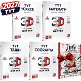 3D Yayınları 2027 Tyt 3D Türkçe-Matematik-Tarih-Coğrafya Video Destekli Defter Seti
