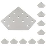 3D24, 10x, bağlantı plakası, 118,5x118,5x5, alüminyum, eloksallı, alüminyum | 118,5 x 118,5 x 5 mm; Somun 6; Tip I / B; Izgara ölçüsü 120 / 120; M6 vida ile vidalanabilir; Ağırlık 1580 g
