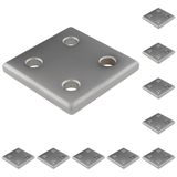 3D24, 10x, bağlantı plakası, 38x38x4, alüminyum, eloksallı, alüminyum | 38 x 38 x 4 mm; Somun 5; Tip I / B; Izgara ölçüsü 40 / 40; M5 vida ile vidalanabilir; Ağırlık 150 g