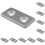 3D24, 10x, bağlantı plakası, 40x20x3, çelik, toz boyalı, alüminyum renginde | 40 x 20 x 3 mm; Tip I / B; ızgara ölçüsü 20 mm; vidalanabilir; ağırlık 170 g