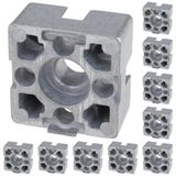 3D24, 10x, plaka bağlantısı, 30x30x15, alüminyum döküm, parlak, alüminyum | 30 x 30 x 15 mm; Somun 8; Tip B; Izgara ölçüsü 30 mm; M5 vida ile vidalanabilir; Ağırlık 200 g