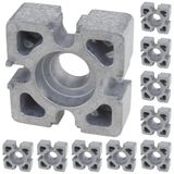3D24, 10x, plaka bağlantısı, 40x40x15, alüminyum döküm, parlak, alüminyum | 40x40x15 mm; Somun 10; Tip B; Izgara ölçüsü 40 mm; M6 vida ile vidalanabilir; Ağırlık 390 g