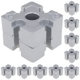 3D24, 10x, plaka bağlantısı, 40x40x15, alüminyum döküm, toz boyalı | Alüminyum renginde; 40x40x15 mm; Somun 10; Tip B; Izgara ölçüsü 40 mm; M6 vida ile vidalanabilir; Ağırlık 390 g