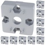 3D24, 10x, plaka bağlantısı, 45x45x15, alüminyum döküm, toz boyalı | Alüminyum renginde; 45x45x15 mm; Somun 10; Tip B; Izgara ölçüsü 45 mm; M6 vida ile vidalanabilir; Ağırlık 500 g