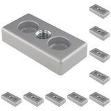 3D24, 10x, taşıma ve ayak plakası, 40x80x16, çinko basınçlı döküm | Toz boyalı; alüminyum renginde; 40 x 80 x 16 mm; Tip B; vida M14; M12 vida ile vidalanabilir; Ağırlık 1820 g