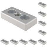 3D24, 10x, taşıma ve ayak plakası, 40x80x16, çinko basınçlı döküm | Toz boyalı; alüminyum renginde; 40 x 80 x 16 mm; Tip B; vida M16; M12 vida ile vidalanabilir; Ağırlık 1780 g