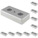 3D24, 10x, taşıma ve ayak plakası, 40x80x16, çinko basınçlı döküm | Toz boyalı; alüminyum renginde; 40 x 80 x 16 mm; Tip I; vida M10; M8 vida ile vidalanabilir; Ağırlık 2110 g