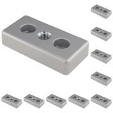 3D24, 10x, taşıma ve ayak plakası, 40x80x16, çinko basınçlı döküm | Toz boyalı; alüminyum renginde; 40 x 80 x 16 mm; Tip I; vida M12; M8 vida ile vidalanabilir; Ağırlık 2090 g