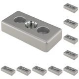 3D24, 10x, taşıma ve ayak plakası, 40x80x16, çinko basınçlı döküm | Toz boyalı; alüminyum renginde; 40 x 80 x 16 mm; Tip I; vida M16; M8 vida ile vidalanabilir; Ağırlık 1990 g