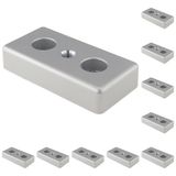 3D24, 10x, taşıma ve ayak plakası, 40x80x16, çinko basınçlı döküm | Toz boyalı; alüminyum renginde; 40 x 80 x 16 mm; Tip I; vida M8; vida ile vidalanabilir; Ağırlık 2130 g