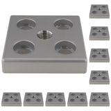 3D24, 10x, taşıma ve ayak plakası, 80x80x16, çinko basınçlı döküm | Toz boyalı; alüminyum renginde; 80 x 80 x 16 mm; Tip B; M12 vida ile vidalanabilir; Ağırlık 3670 g