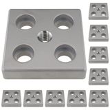3D24, 10x, taşıma ve ayak plakası, 80x80x16, çinko basınçlı döküm | Toz boyalı; alüminyum renginde; 80 x 80 x 16 mm; Tip B; M12 vida ile vidalanabilir; Ağırlık 3740 g