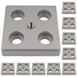 3D24, 10x, taşıma ve ayak plakası, 80x80x16, çinko basınçlı döküm | Toz boyalı; alüminyum renginde; 80 x 80 x 16 mm; Tip B; M12 vida ile vidalanabilir; Ağırlık 3800 g
