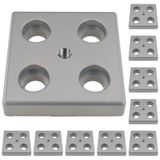 3D24, 10x, taşıma ve ayak plakası, 80x80x16, çinko basınçlı döküm | Toz boyalı; alüminyum renginde; 80 x 80 x 16 mm; Tip B; M12 vida ile vidalanabilir; Ağırlık 3820 g