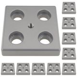 3D24, 10x, taşıma ve ayak plakası, 80x80x16, çinko basınçlı döküm | Toz boyalı; alüminyum renginde; 80 x 80 x 16 mm; Tip B; M12 vida ile vidalanabilir; Ağırlık 4330 g
