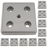 3D24, 10x, taşıma ve ayak plakası, 80x80x16, çinko basınçlı döküm | Toz boyalı; alüminyum renginde; 80 x 80 x 16 mm; Tip I; M8 vida ile vidalanabilir; Ağırlık 4830 g