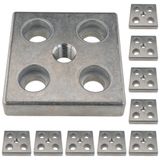 3D24, 10x, taşıma ve ayak plakası, 80x80x16, çinko döküm, boş | 80 x 80 x 16 mm; Tip B; M12 vida ile vidalanabilir; Ağırlık 3670 g