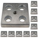 3D24, 10x, taşıma ve ayak plakası, 80x80x16, çinko döküm, boş | 80 x 80 x 16 mm; Tip B; M12 vida ile vidalanabilir; Ağırlık 3800 g