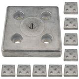3D24, 10x, taşıma ve ayak plakası, 80x80x16, çinko döküm, boş | 80 x 80 x 16 mm; Tip I; M8 vida ile vidalanabilir; ağırlık 4360 g