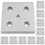 3D24, 10x, taşıma ve ayak plakası M10, 100x100x16, çinko basınçlı döküm | Toz boyalı; alüminyum renginde; 100 x 100 x 16 mm; M8 vida ile vidalanabilir; ağırlık 5480 g