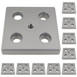 3D24, 10x, taşıma ve ayak plakası M10, 100x100x16, çinko basınçlı döküm | Toz boyalı; alüminyum renginde; 100 x 100 x 16 mm; Tip I / B; M12 vida ile vidalanabilir; Ağırlık 5410 g