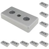 3D24, 10x, taşıma ve ayak plakası M10, 45x90x16, çinko basınçlı döküm | Toz boyalı; alüminyum renginde; 45 x 90 x 16 mm; M8 vida ile vidalanabilir; ağırlık 2800 g