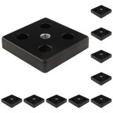 3D24, 10x, taşıma ve ayak plakası M10, 60x60x12, çinko basınçlı döküm | Toz boyalı; siyah; 60 x 60 x 12 mm; Tip I; M6 vida ile vidalanabilir; Ağırlık 1810 g