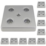 3D24, 10x, taşıma ve ayak plakası M10, 90x90x16, çinko basınçlı döküm | Toz boyalı; alüminyum renginde; 90 x 90 x 16 mm; M8 vida ile vidalanabilir; ağırlık 5220 g