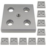3D24, 10x, taşıma ve ayak plakası M12, 100x100x16, çinko basınçlı döküm | Toz boyalı; alüminyum renginde; 100 x 100 x 16 mm; Tip I / B; M12 vida ile vidalanabilir; Ağırlık 5380 g