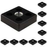 3D24, 10x, taşıma ve ayak plakası M12, 40x40x12, çinko basınçlı döküm | Toz boyalı; siyah; 40 x 40 x 12 mm; Tip I; M5 vida ile vidalanabilir; Ağırlık 770 g