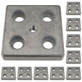3D24, 10x, taşıma ve ayak plakası M12, 90x90x16, çinko basınçlı döküm, boş | 90 x 90 x 16 mm; Tip B; M12 vida ile vidalanabilir; Ağırlık 4800 g