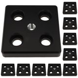 3D24, 10x, taşıma ve ayak plakası M12, 90x90x16, çinko basınçlı döküm | Toz boyalı; siyah; 90x90x16 mm; Tip B; M12 vida ile vidalanabilir; Ağırlık 4800 g