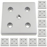 3D24, 10x, taşıma ve ayak plakası M14, 100x100x16, çinko basınçlı döküm | Toz boyalı; alüminyum renginde; 100 x 100 x 16 mm; M8 vida ile vidalanabilir; ağırlık 5410 g