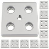 3D24, 10x, taşıma ve ayak plakası M14, 90x90x16, çinko basınçlı döküm | Toz boyalı; alüminyum renginde; 90 x 90 x 16 mm; Tip B; M12 vida ile vidalanabilir; Ağırlık 4750 g