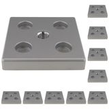 3D24, 10x, taşıma ve ayak plakası M16, 100x100x16, çinko basınçlı döküm | Toz boyalı; alüminyum renginde; 100 x 100 x 16 mm; Tip I / B; M12 vida ile vidalanabilir; Ağırlık 5270 g