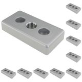 3D24, 10x, taşıma ve ayak plakası M16, 45x90x16, çinko basınçlı döküm | Toz boyalı; alüminyum renginde; 45 x 90 x 16 mm; M8 vida ile vidalanabilir; ağırlık 2660 g