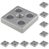 3D24, 10x, taşıma ve ayak plakası M16, 60x60x12, çinko basınçlı döküm | Toz boyalı; alüminyum renginde; 60 x 60 x 12 mm; Tip B; M8 vida ile vidalanabilir; Ağırlık 1730 g