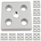 3D24, 10x, taşıma ve ayak plakası M20, 90x90x16, çinko basınçlı döküm | Toz boyalı; alüminyum renginde; 90 x 90 x 16 mm; Tip B; M12 vida ile vidalanabilir; Ağırlık 4630 g