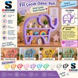3DBoyuthane Fil Çocuk Odası Rafı | 3D Baskı Masa Üstü ve Duvar Rafı | Oyuncak Figür Sergileme Rafı 3DBY-FILRAF-25