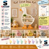 3DBoyuthane Sevimli Kaz Çocuk Odası Rafı | 3D Baskı Masa Üstü ve Duvar Rafı | Oyuncak & Figür Sergileme Rafı 3DBY-KAZRAF-25