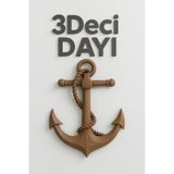 3DECİ Duvar Dekorasyon Ürünü Çapa Duvar Dekoru Bej Deniz Temalı 3D Baskı Duvar Süsü (3Deci Dayı)