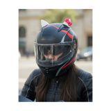 3dfabrick Kask süsü -Motor & Motosiklet Pembe Fiyonklu Beyaz Kedi Kulak Kask Dış Aksesuarı