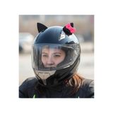 3dfabrick Kask süsü -Motor & Motosiklet Pembe Fiyonklu Siyah Kedi Kulak Kask Dış Aksesuarı