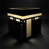 3DLAND Kabe Tasarımlı LED Işık Kutusu, 3D Baskı, Siyah ve Altın, Tea Light Mum Tutucu, Ramazan Dekoratif Obje, Hediyelik
